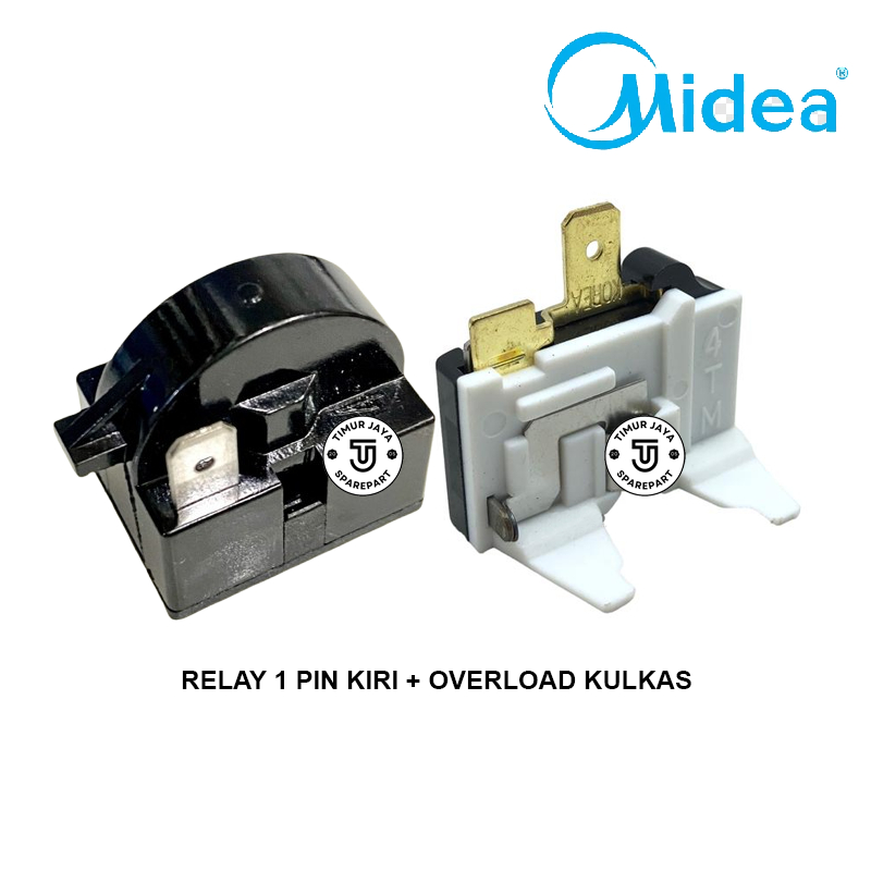 Relay 1 Pin Kiri + Ptc Overload Kulkas Freezer Box Soukes MIDEA