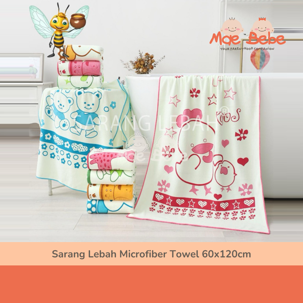 Sarang Lebah Microfiber Towel Handuk Mandi Motif Anak & Dewasa 60x120cm
