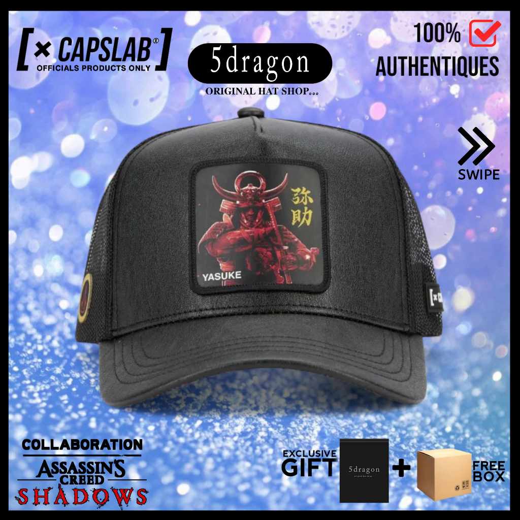 TOPI CAPSLAB ORIGINAL AFRAME TRUCKER ASSASSINS CREED SHADOWS YASUKE BLACK