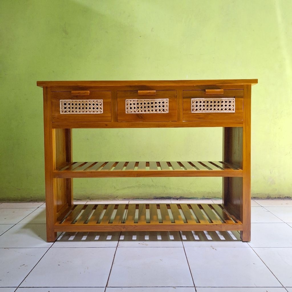 Meja setrika minimalis modern kayu jati solid