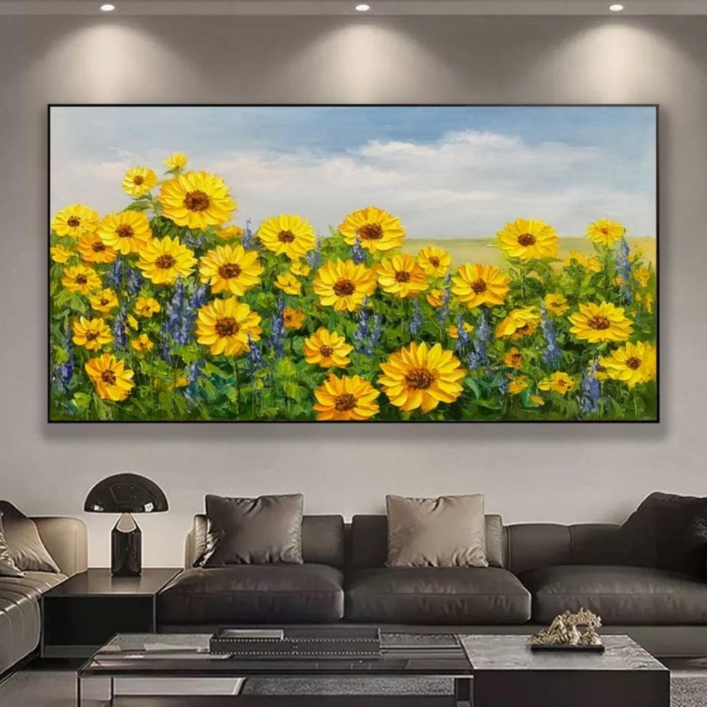 Lukisan Bunga Matahari Ukuran Besar Hiasan Dinding