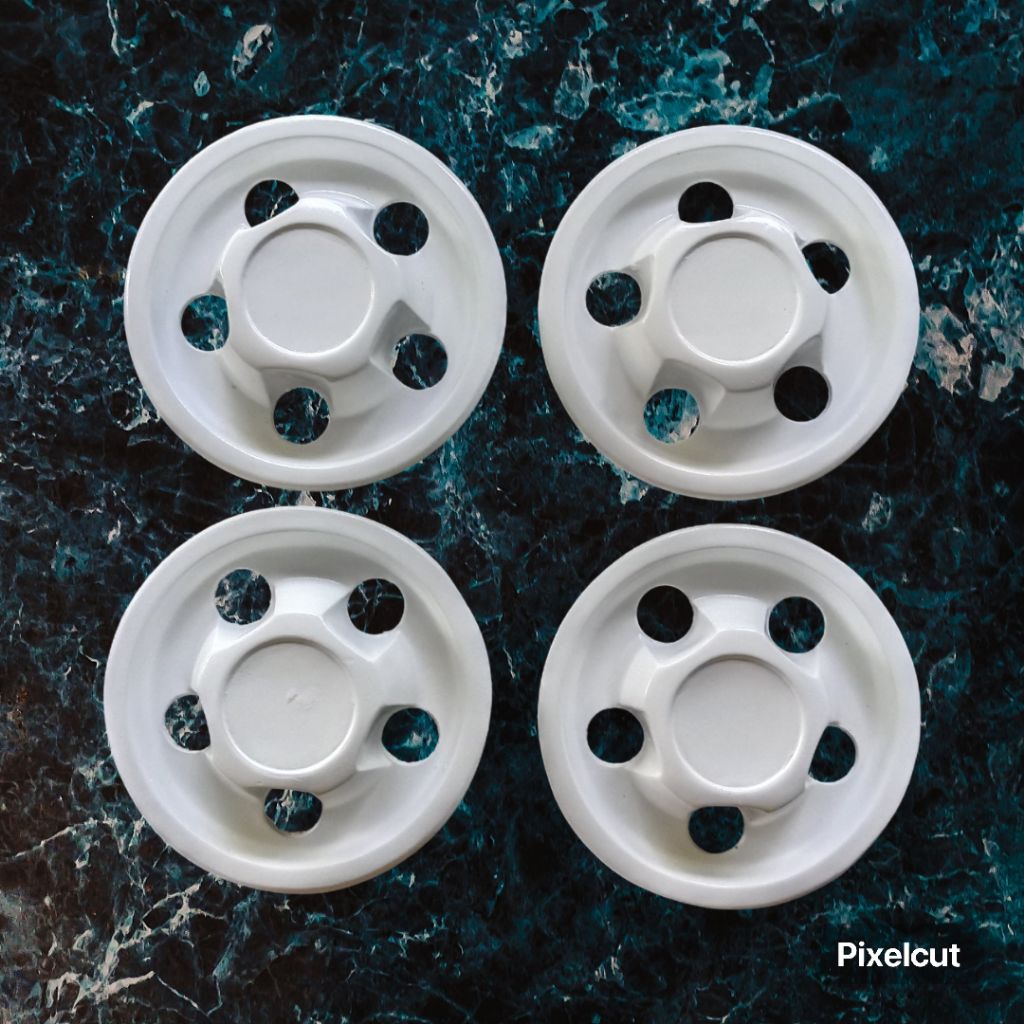 Dop Velg kaleng Mobil PCD 5x114 'PUTIH'Tutup velk 5x114 Terios, rush, New Carry Tayo, L300, Innova, 