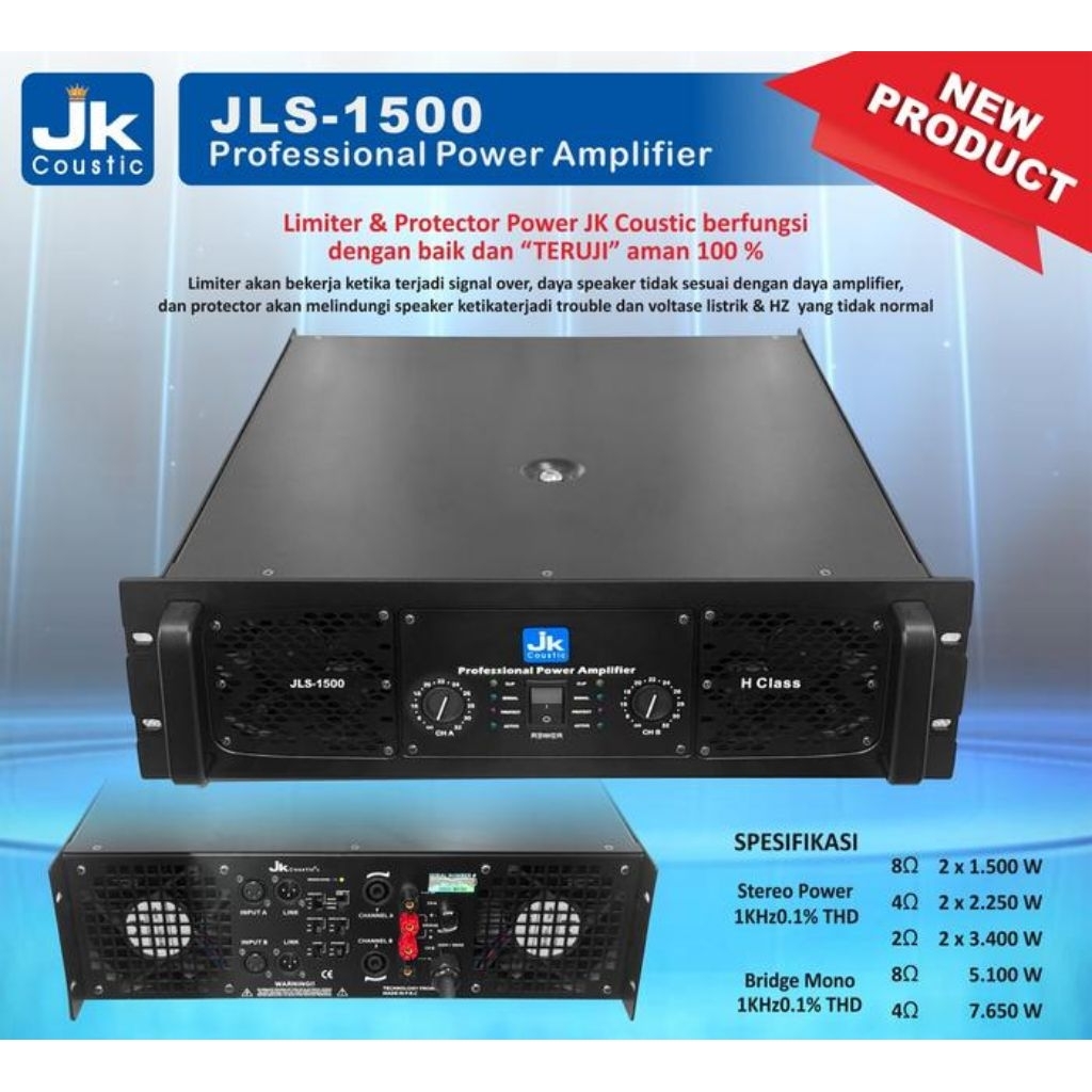 Power JK Coustic JLS - 1500 2 channel/ power jls 1500 jk