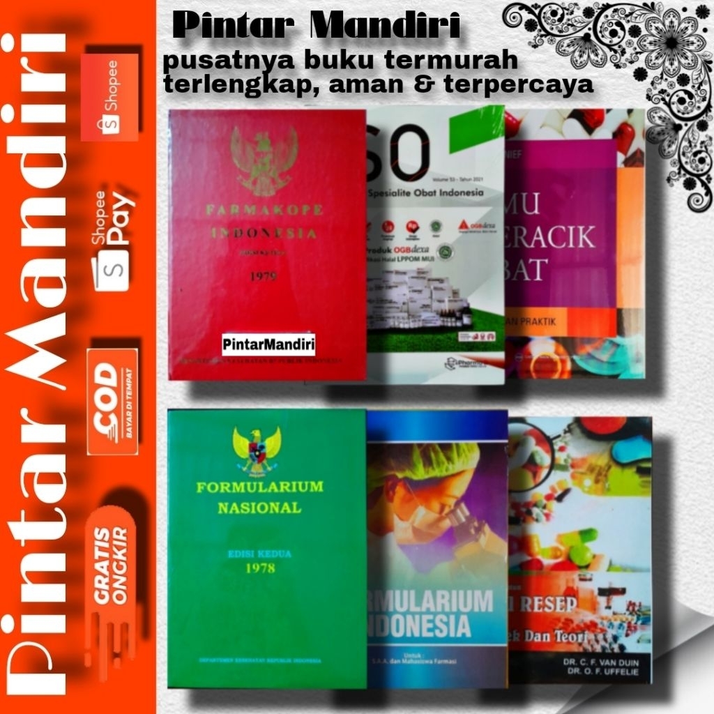 paket 6 buku : Farmakope 3, ISO, Formularium Indonesia, Formularium Nasional, Ilmu Resep vanduin, da