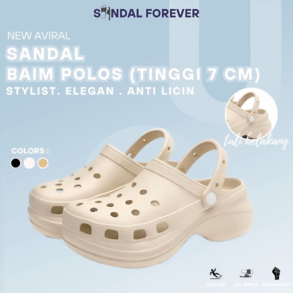 SANDAL BAIM WANITA HAK TINGGI 7 CM SANDAL BAPAO WANITA SANDAL SELOP BAIM SANDAL KODOK