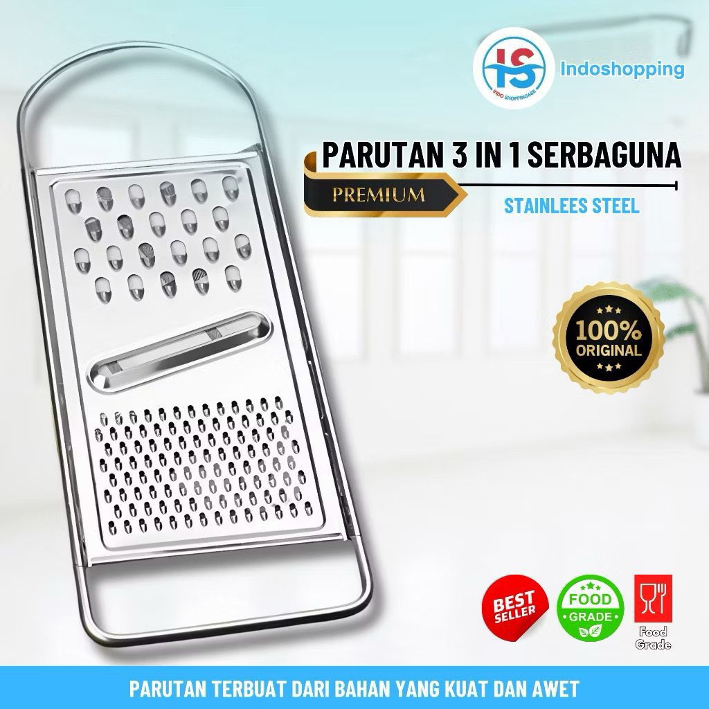 PARUTAN KEJU JUMBO 3 IN 1 PARUTAN BUAH KEJU SAYUR GRATER STAINLESS STEEL