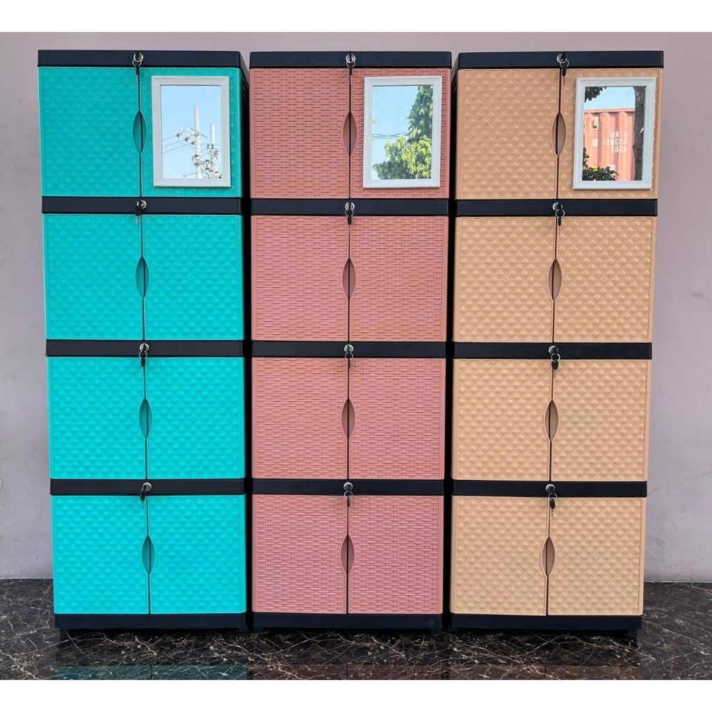 Lemari Plastik Mini Susun 4 Full Kunci
