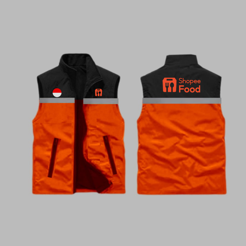 New - Rompi ShopeeFood Tebal Anti Angin Ori Adem Rompi Hiking Pengendara Motor Shopee Terbaru 2025