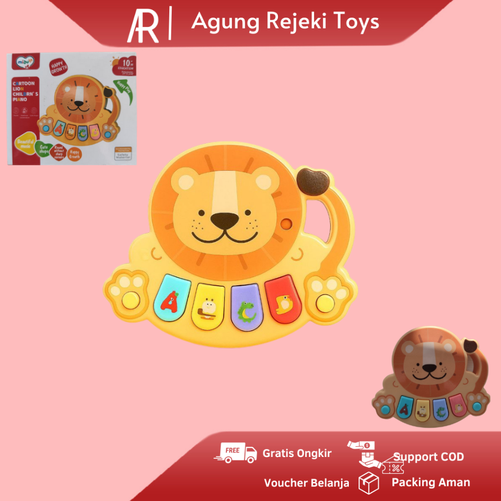 Mainan Anak Piano Singa Mainan Music Piano Bayi Mini Edukasi Anak Gambar Singa Musik & Lampu368-1