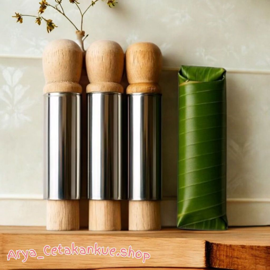 Cetakan Lontong Stainless Pendorong Kayu​ Cetakan Buras Stainless Pendorong​ Alat Cetak Lontong Kayu