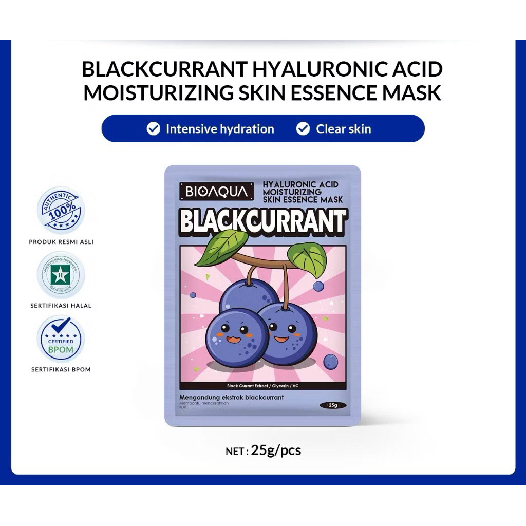 BIOAQUA Sheet Mask Paket Masker Muka Glowing Masker Wajah bpom organik Whitening Brightening/Anti-Ac
