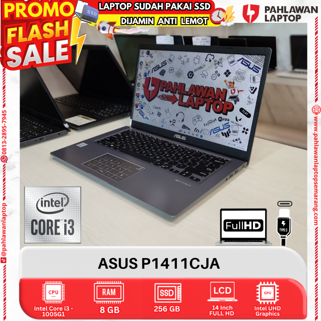LAPTOP ASUS P1411CJA Core i3 GEN 10 RAM 8GB SSD 256GB