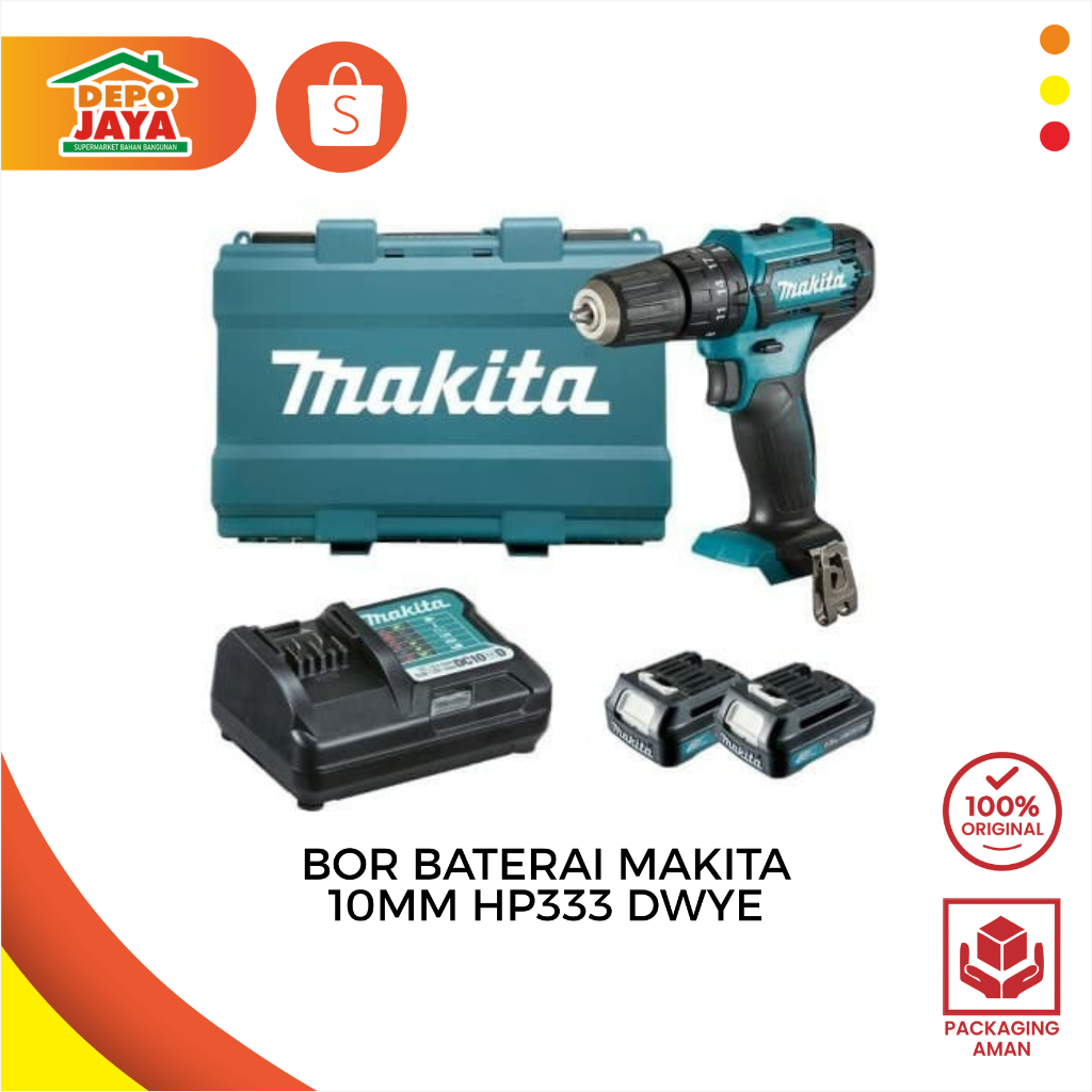 BOR BATERAI MAKITA 10MM HP333 DWYE - ALAT BOR GENGGAM OTOMATIS MAKITA HP333 DWYE