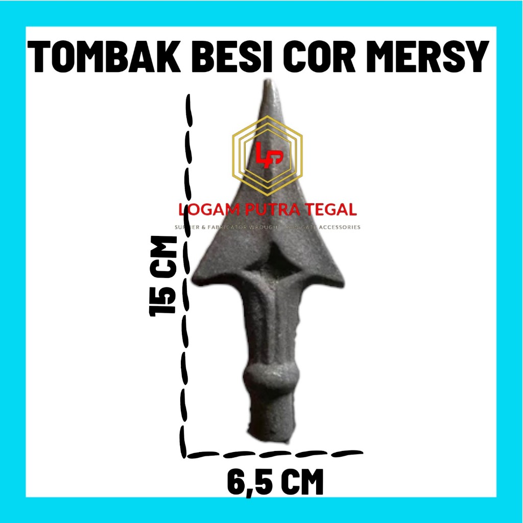 Ornamen tumbak besi cor motif mersy | ornamen pagar besi | Aksessoris pagar besi