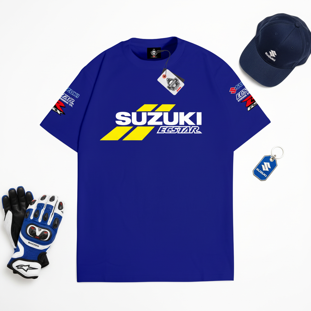 KARIMAKE Kaos Distro Unisex Motogp SUZUKI ECSTAR Team Hologram Baju T Shirt