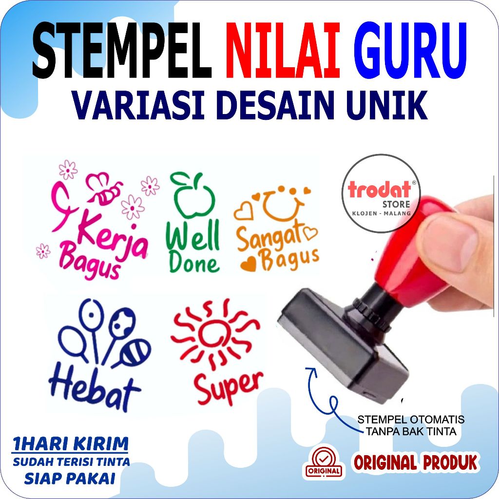 STEMPEL NILAI GURU TK/SD, Desain Unik STAMPEL Flash MURAH, STEMPEL PENILAIAN ORIGINAL Flash Stamp