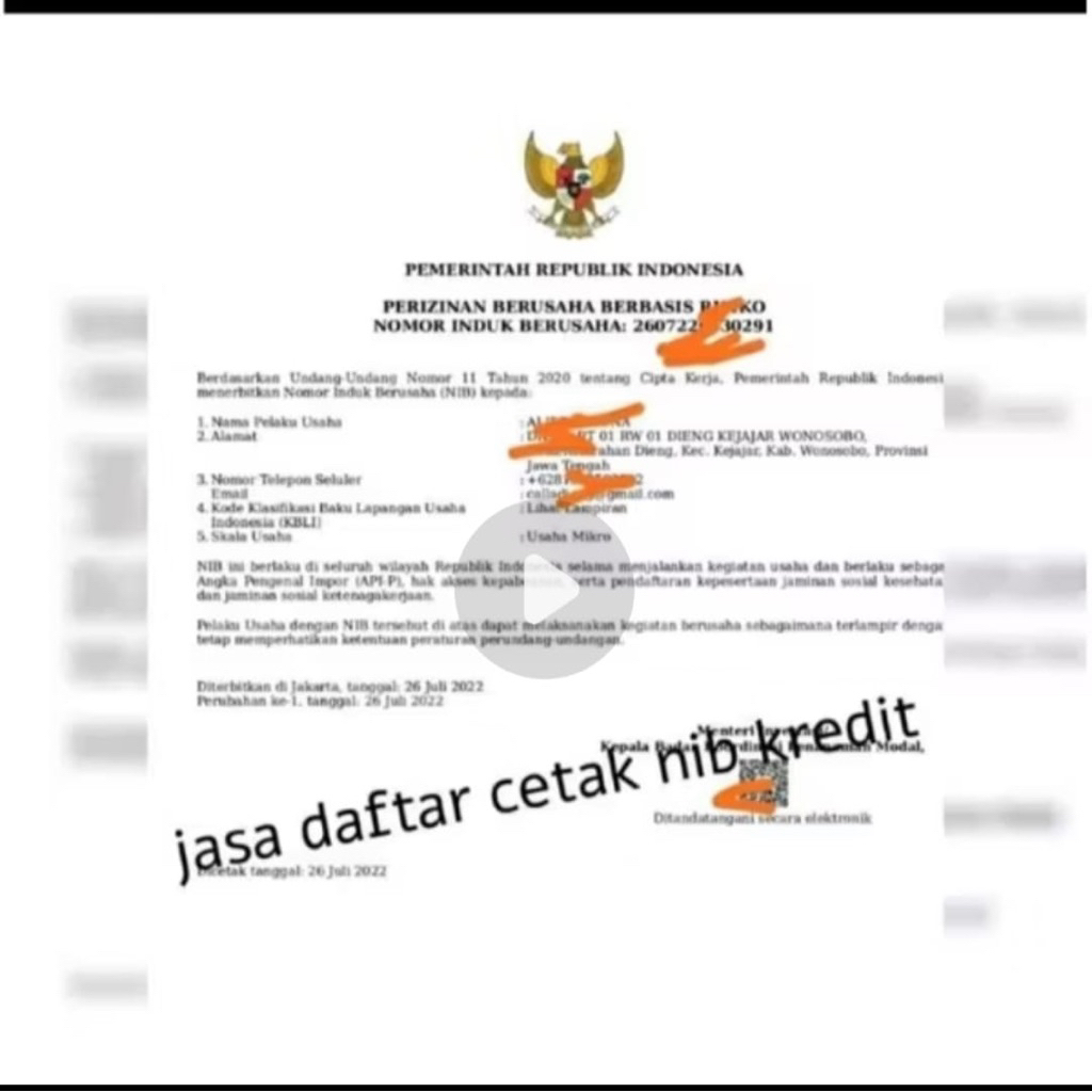 nib badan usaha||nib cv||nib pt||cv||pt||