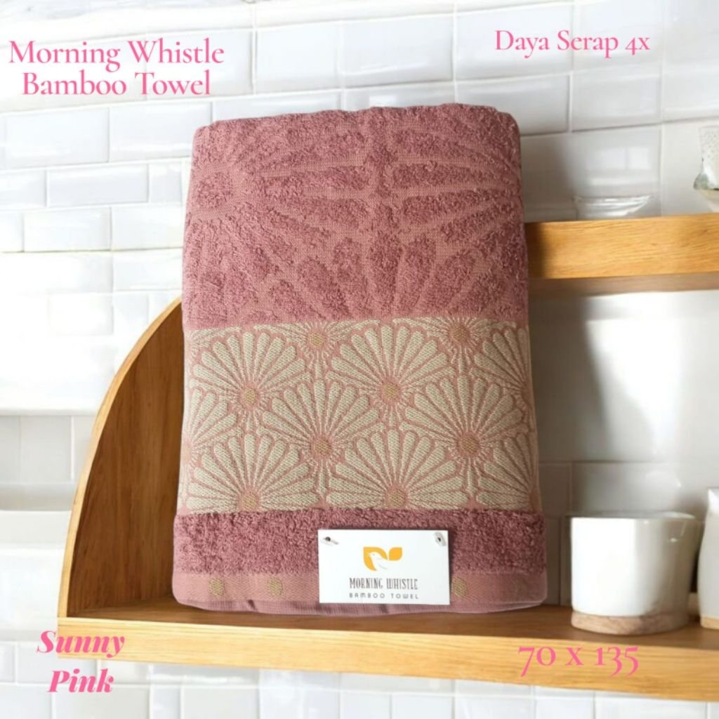 Morning Whistle Bamboo Towel 70x135 Sunny Pink