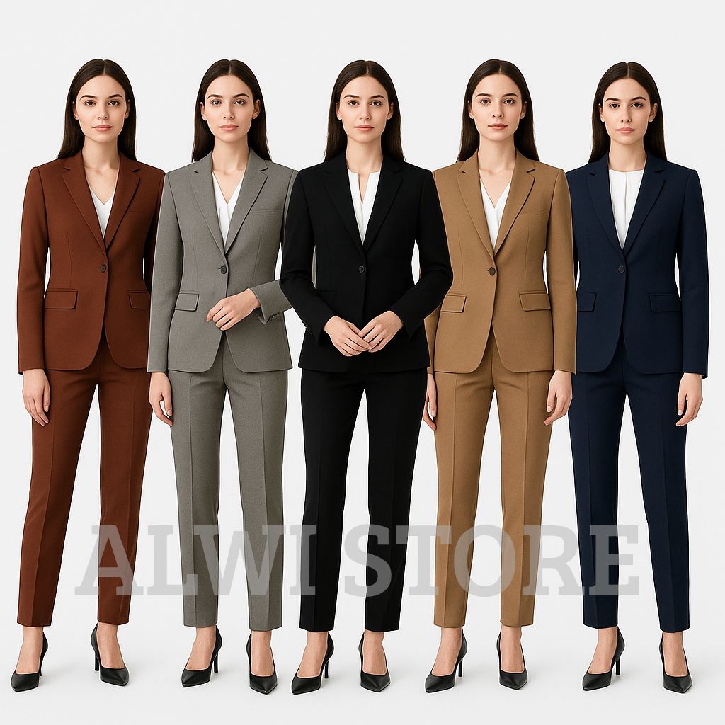 Alwi - Setelan Jas Wanita Korea/ Setelan Blazer One Set Wanita Formal Pink