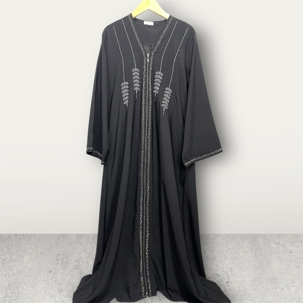 abaya hitam full resleting/gamis/outer/swaroski