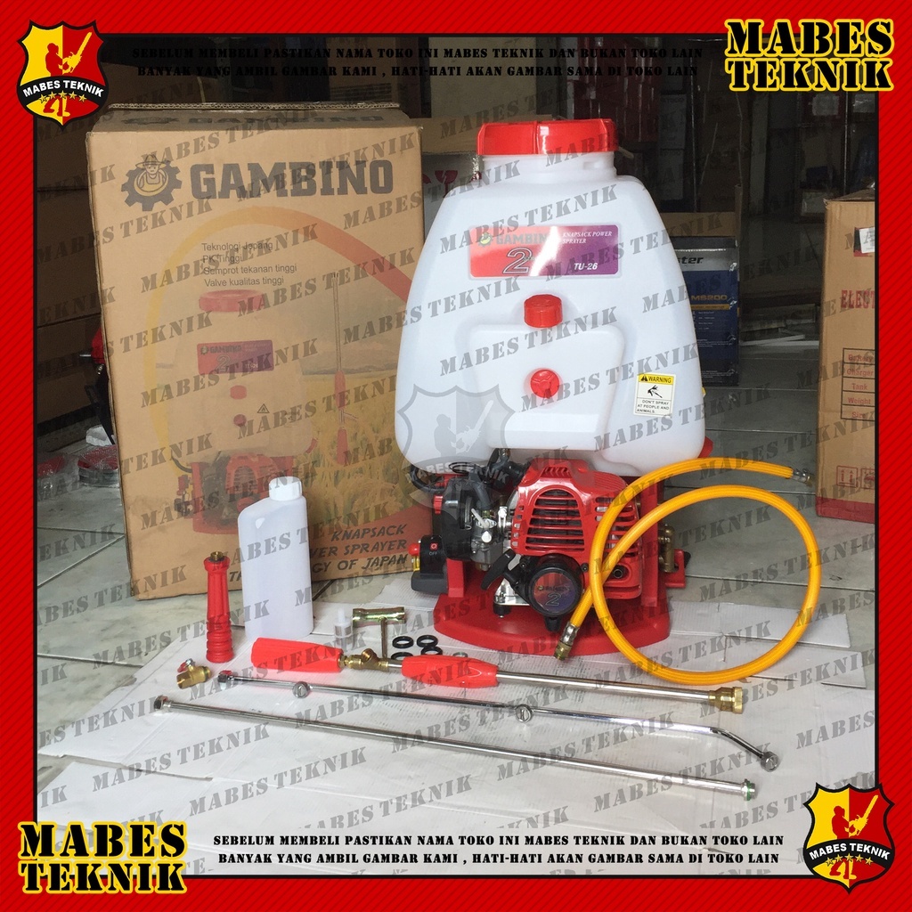 SPRAYER BENSIN TU-26 - GAMBINO TU 26 - TANKI 20 LITER - MESIN SEMPROT HAMA / DISINFEKTAN 2TAK