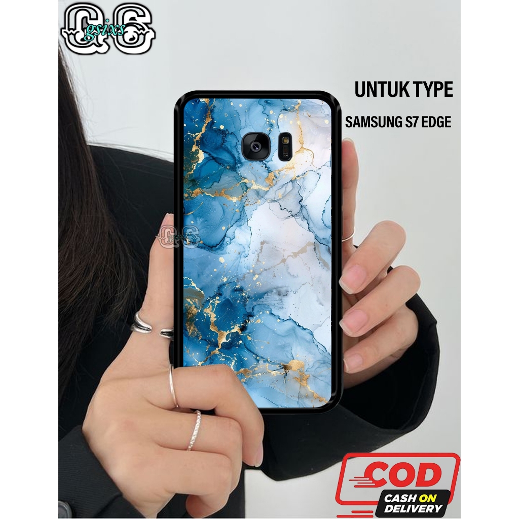 Casing Case Hp Samsung S7 Edge [ MOTIF MARBEL ] Aneka casing, case, kondom hp, custom case, case aes