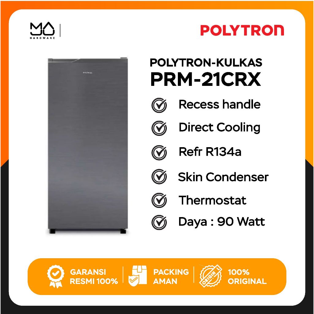 Polytron PRG190S Kulkas Lemari Es 1 Pintu Kapasitas 171 liter - Garansi Resmi
