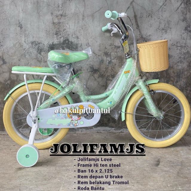 Sepeda anak Cewek Mini ring 16 jolifamjs love model klasik | Sepeda anak roda 4 | Sepeda anak keranj