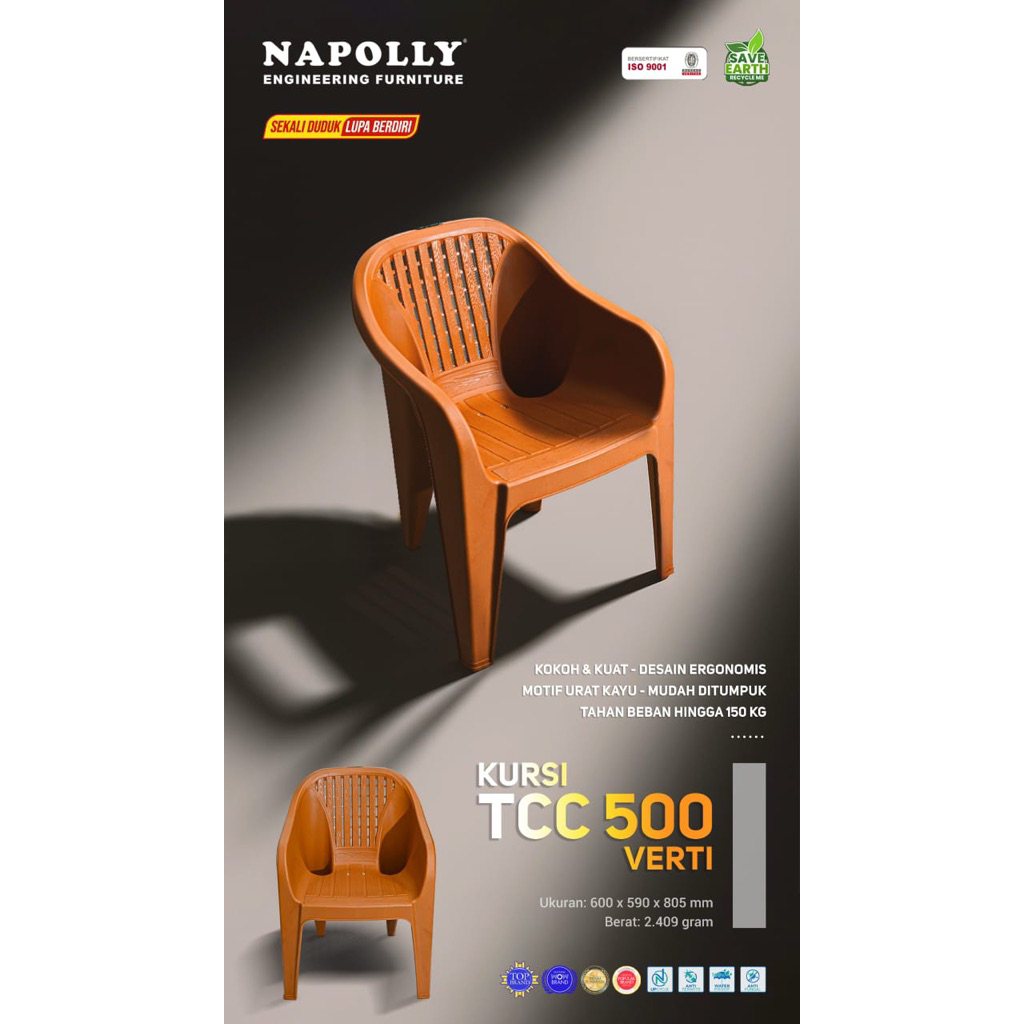 KURSI PLASTIK NAPOLLY TCC 500 VERTI