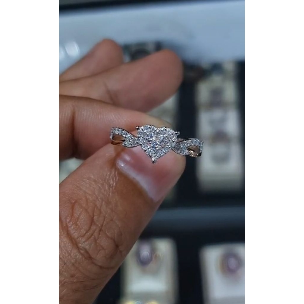 0,26ct natural wanita cincin fashion terkini G1347