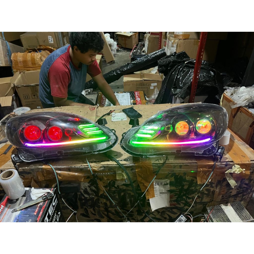 Paketan HEADLAMP Honda BRIO/Mobillio Old Dobel BILED Slim frame RGB Matrix Padlepop