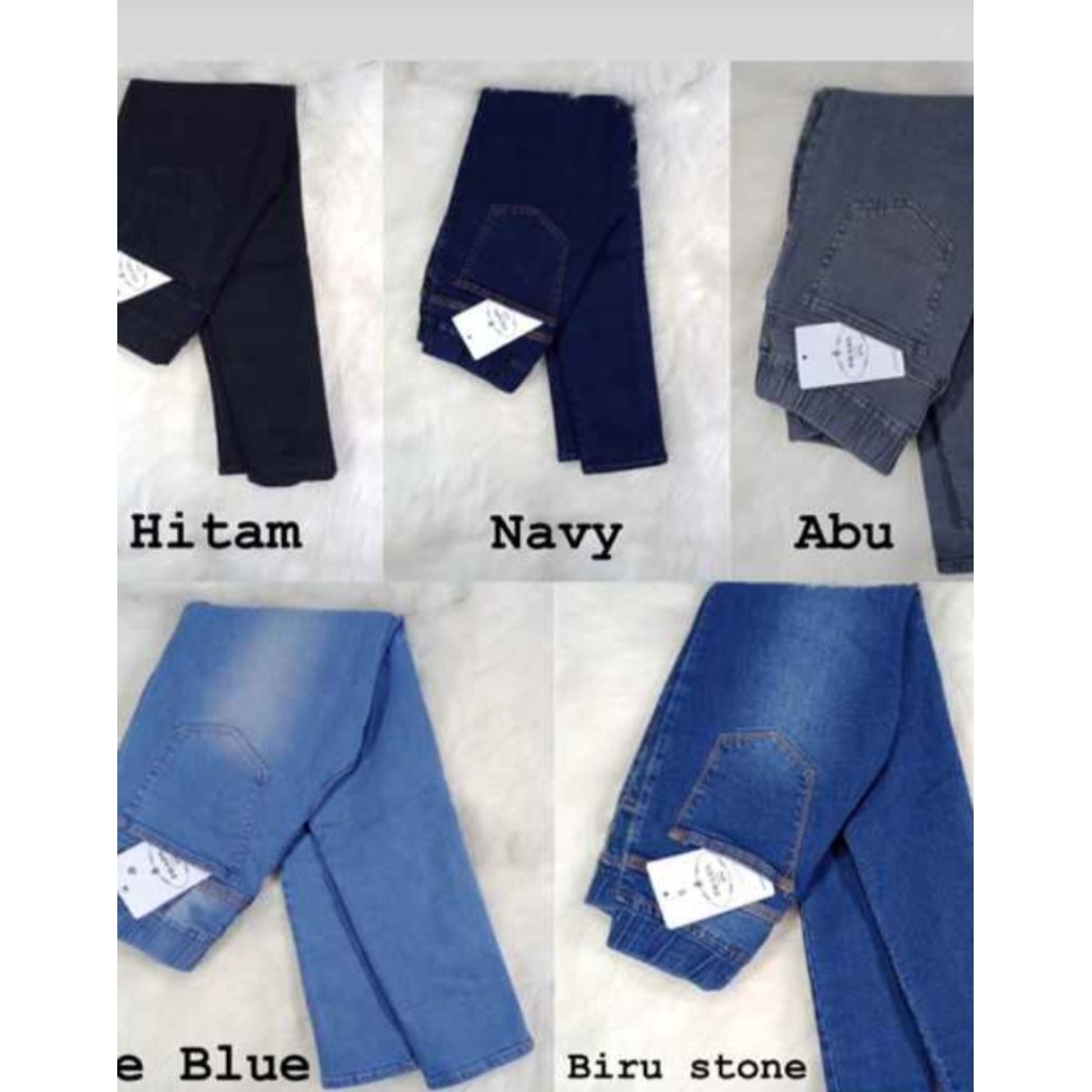 Celana Legging Jeans Wanita Premium Stretch — Warna Hitam, Navy, Abu, Blue, Biru Stone | Nyaman & Mo