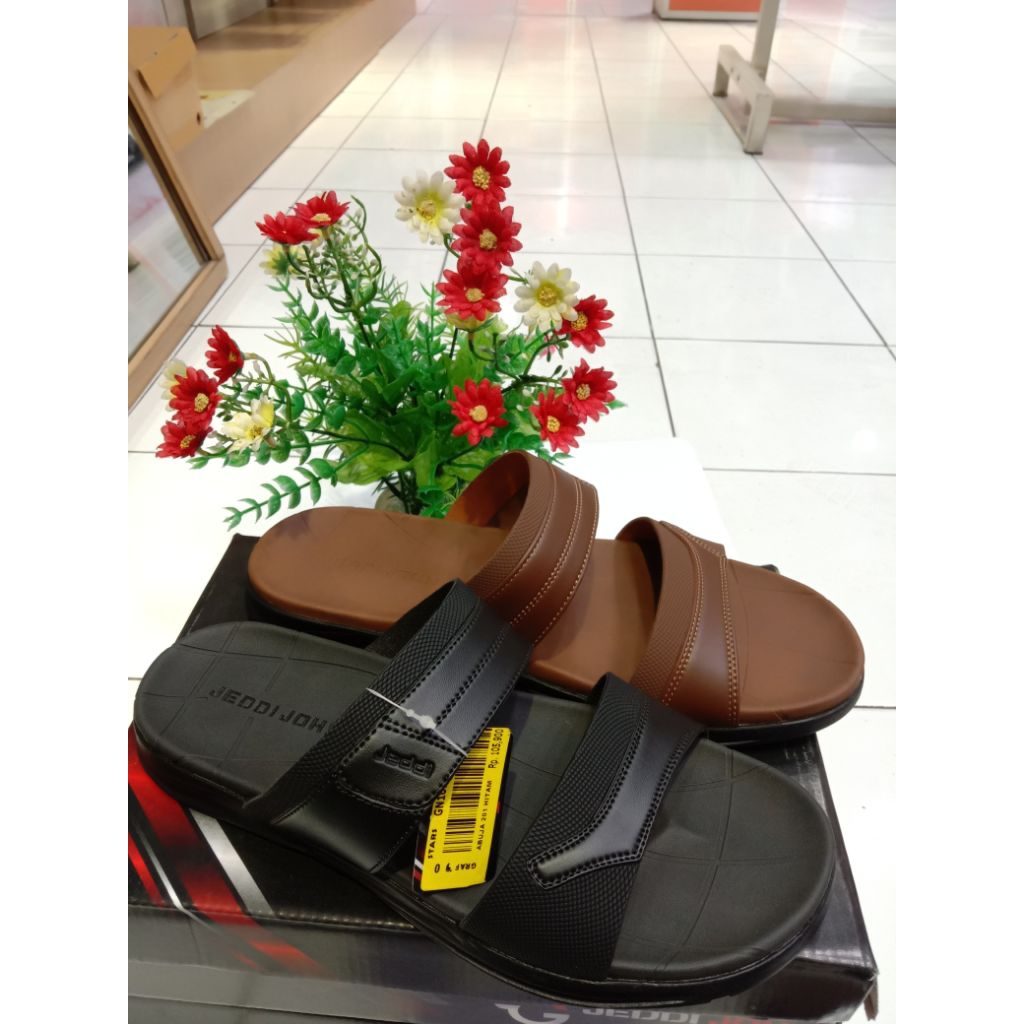 Jeddi john sandal selop pria/remaja laki laki abuja mocca&hitam