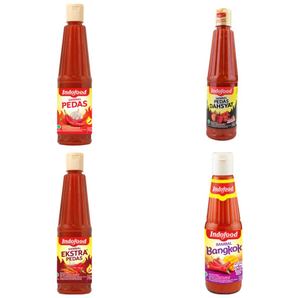 Indofood Sambal Pedas Botol / Indofood Sambal Ekstra Pedas Botol / Indofood Sambal Pedas Dahsyat Bot
