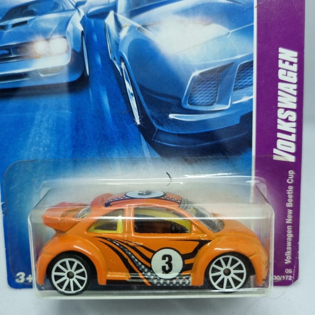 Diecast Mobil Hotwheels 1:64 VOLKSWAGEN VW NEW BEETLE CUP warna orange