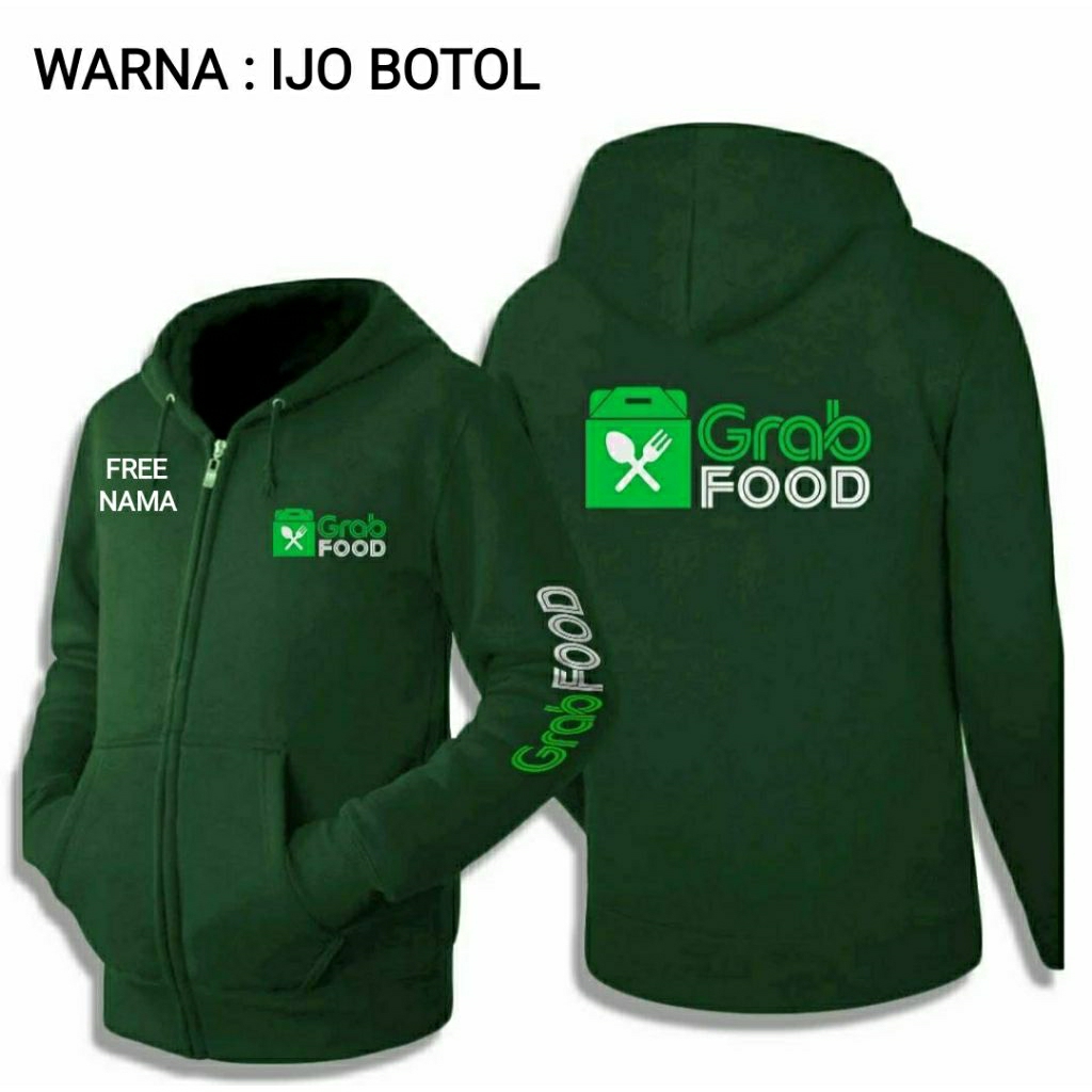 JAKET HODDIE SABLON GRAB TERBARU / JAKET SABLON GRABFOOD / JAKET TEBAL / JAKET PENGENDARA / JAKET MA