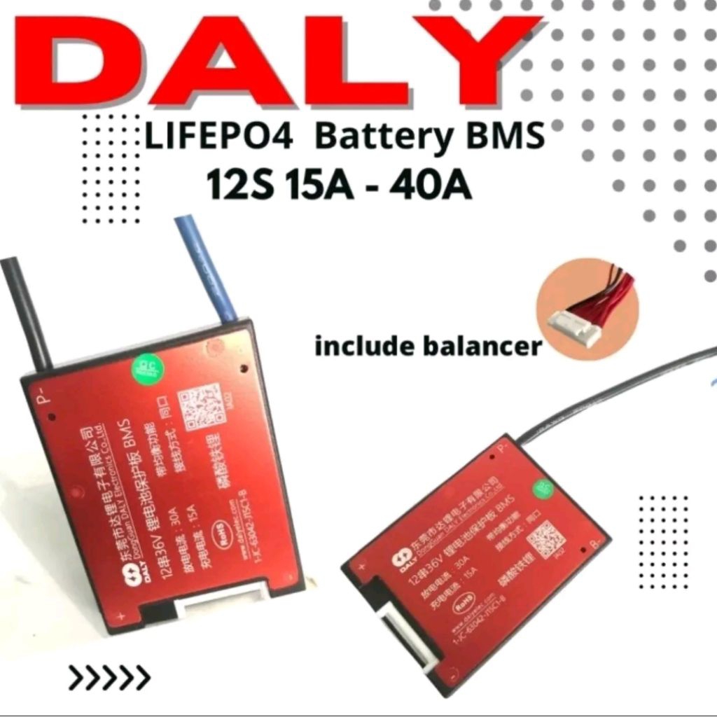 Lifepo4 BMS Daly 12S 36V Waterproof 20-80A type Common