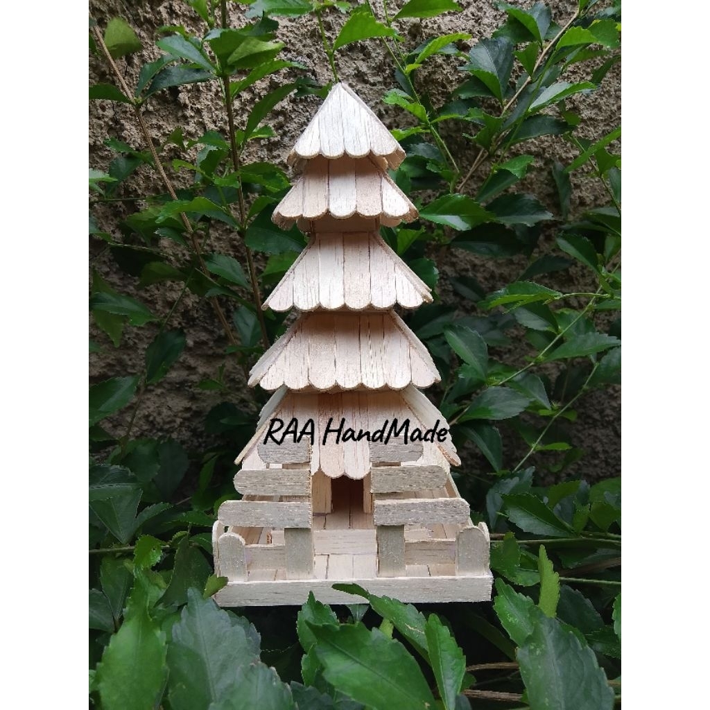 miniatur rumah adat pura bali stik eskrim LED