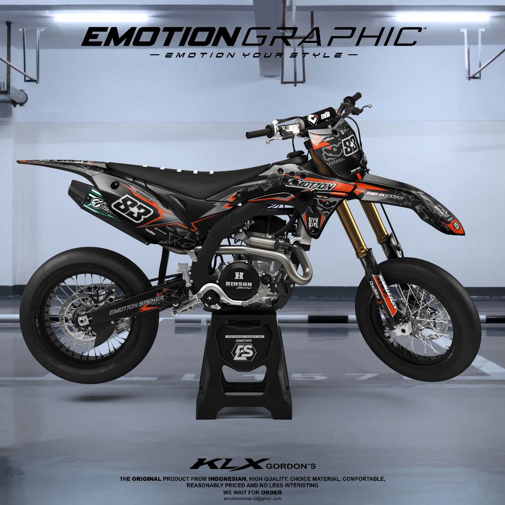 DECAL STIKER KLX GORDON FULLBODY SUPERMOTO MIX ORANGE FLUO(3)