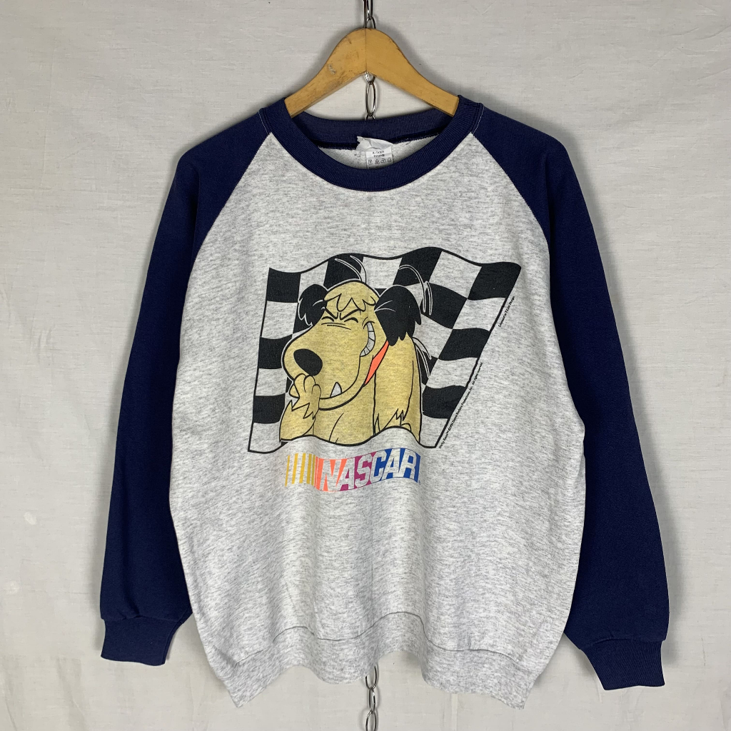 Vintage Wacky Races Hanna Barbera Nascar Raglan Sweater Crewneck