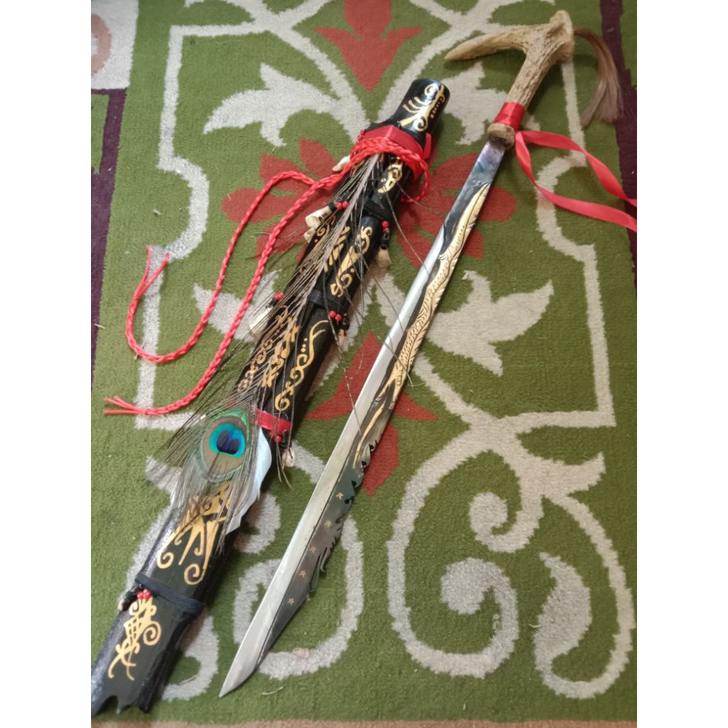 Mandau khas Dayak kalimantan motif naga Uk 80cm