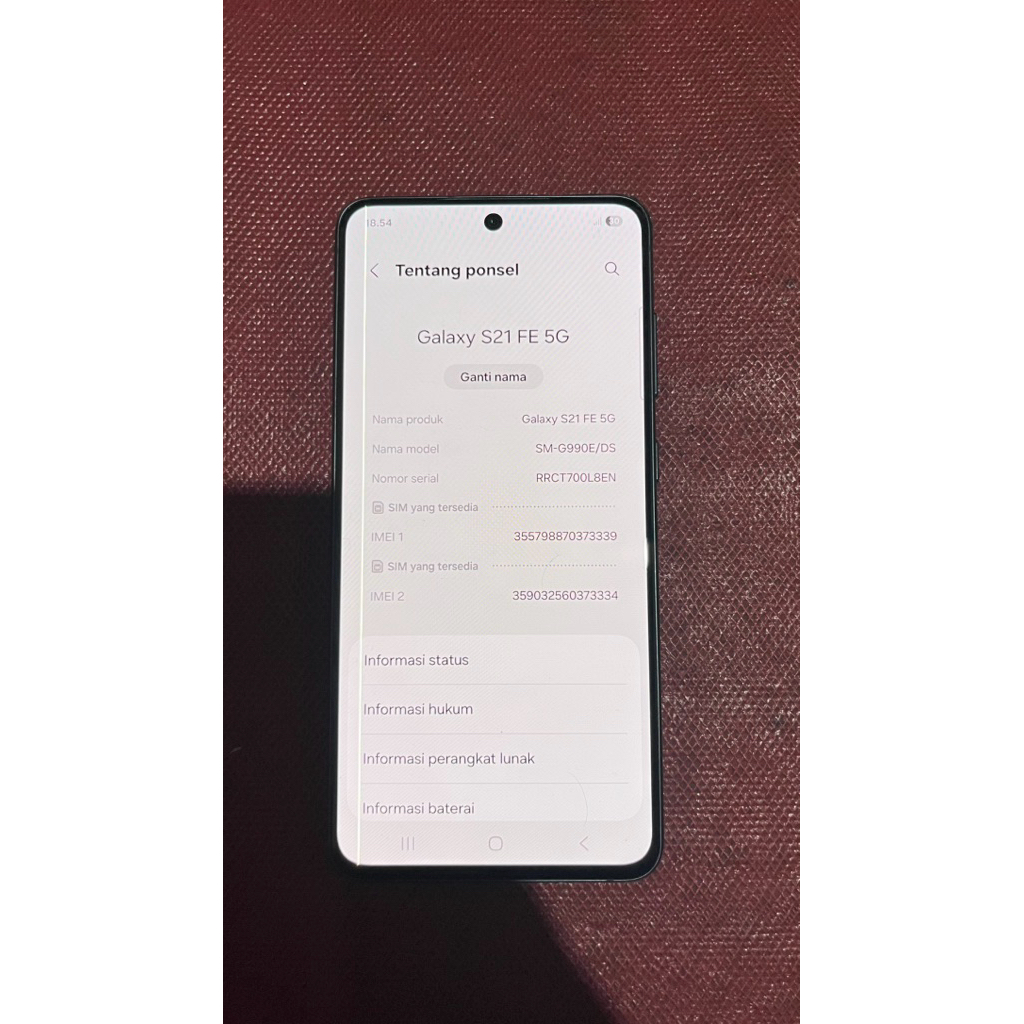 UNIT BEKAS SAMSUNG S21 FE 8/256GB MINUS LCD GARIS 1
