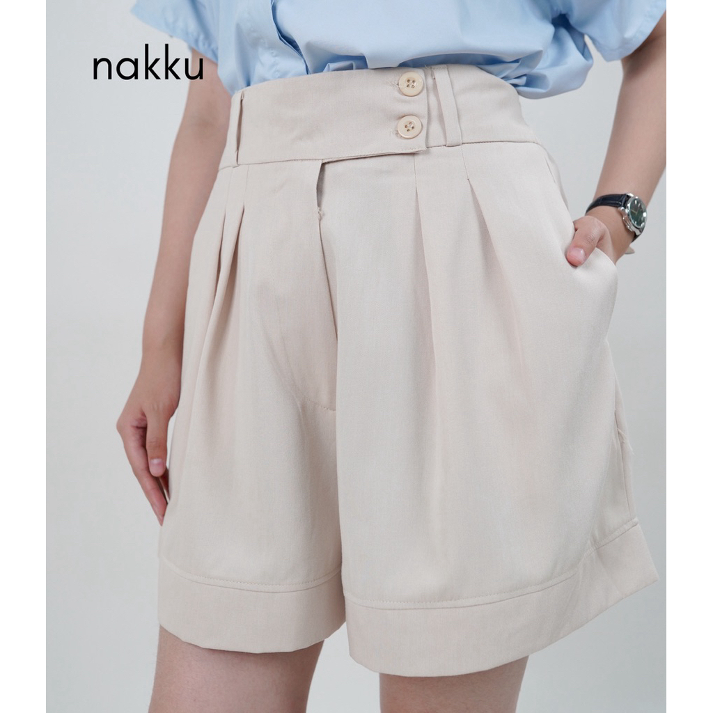 Pipiana-Pleated twill short pants