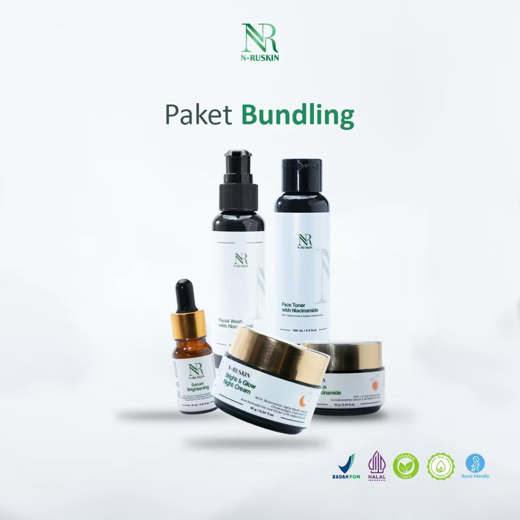 SkinCare N-Ruskin Premium Glow Series Paket Untuk Wajah Rusak Dan Flek