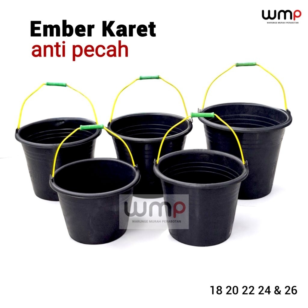 Ember Karet Anti Pecah / Ember Anti Pecah / Timba Karet / Ember Cor Karet Hitam 22 24