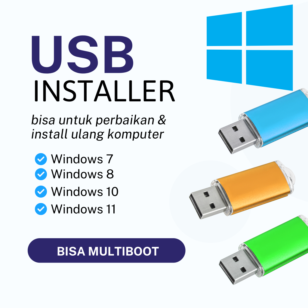 Flashdisk Instal Ulang Windows 7 | 8 | 10 | 11 Bootable, Garansi Flashdisk 1 Bulan