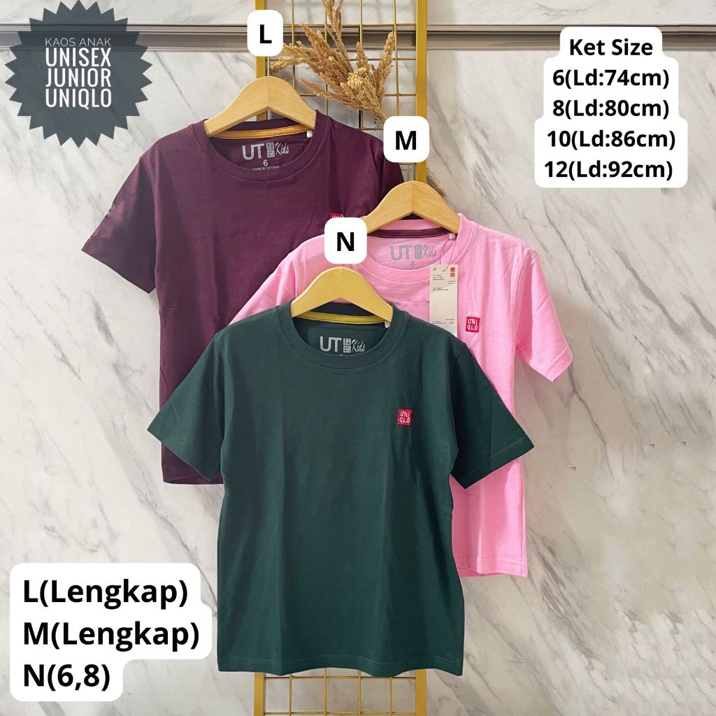 KAOS ANAK OBLONG POLOS UNIQLO ORIGINAL 6-12 TAHUN