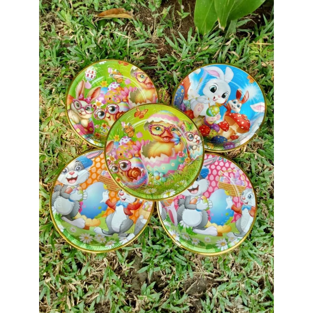 3 pcs piring makan anak karakter lucu/piring bulat/piring plastik/piring