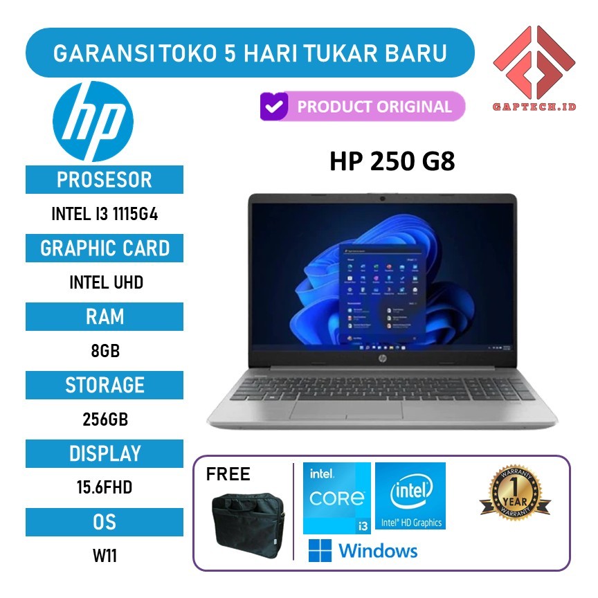HP 250 G8 I3 1115G4 8GB 256GB W11 15.6FHD