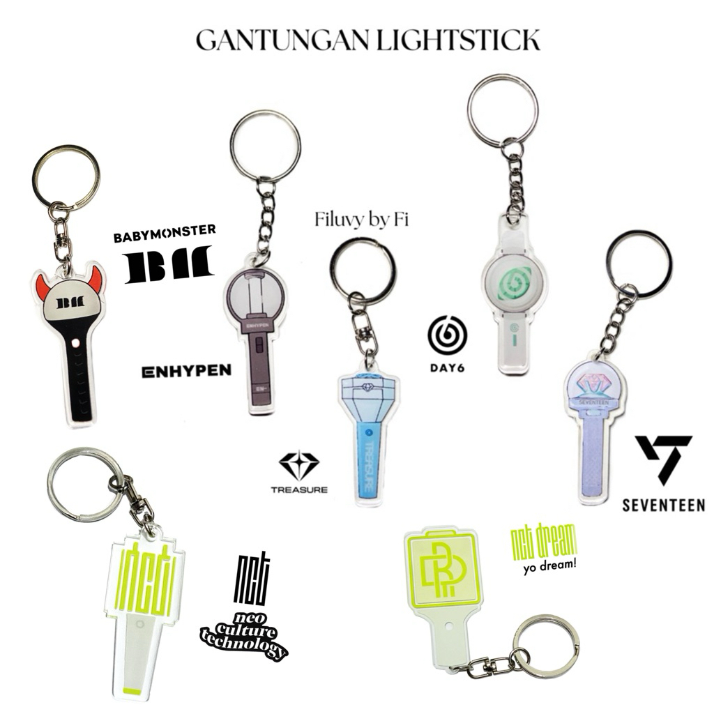 [READY] Keyring Lightstick KPOP- Gantungan Kunci Enhypen Day6 Treasure Seventeen Babymonster NCT